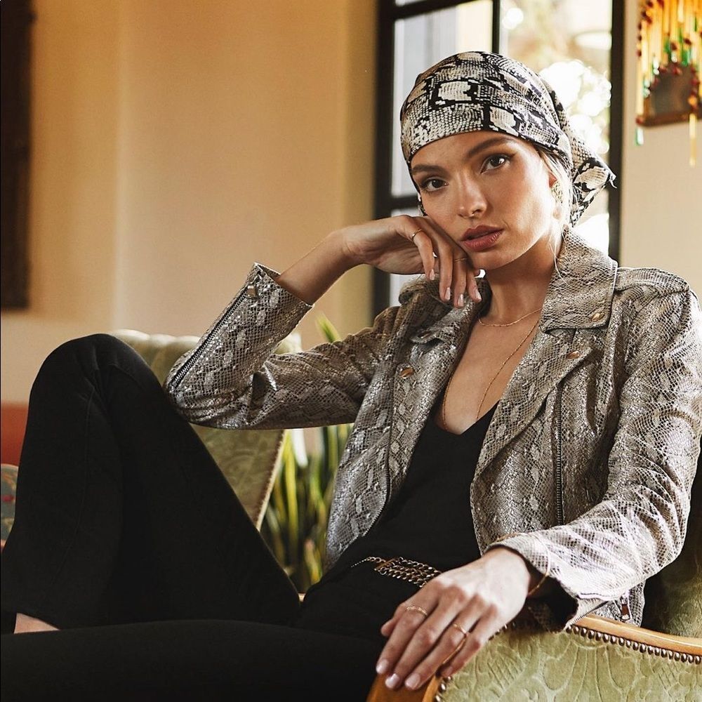 NWT L’AGENCE Python Leather Moto Jacket - Picture 3 of 10